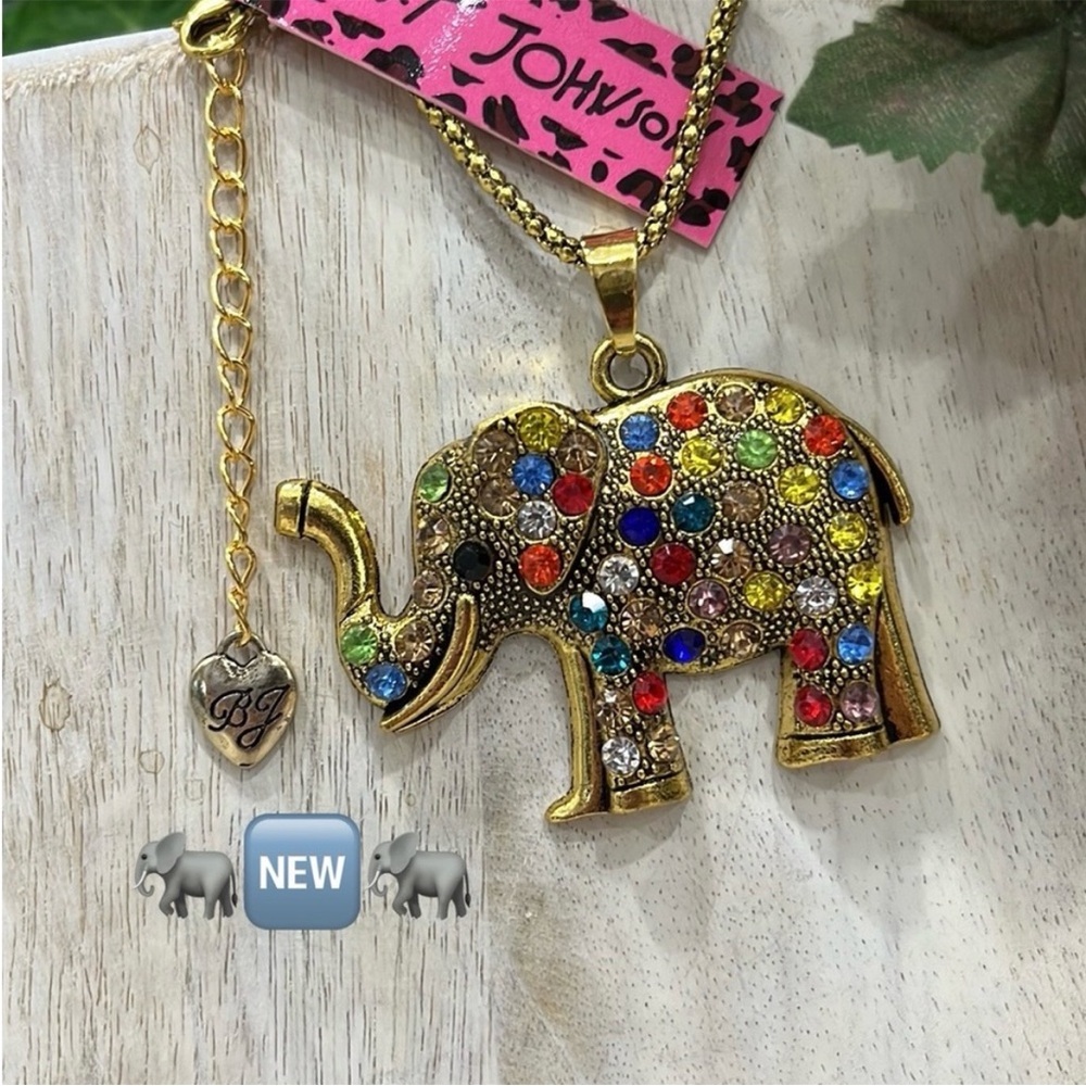 Betsey Johnson Multicolor Elephant Necklace
